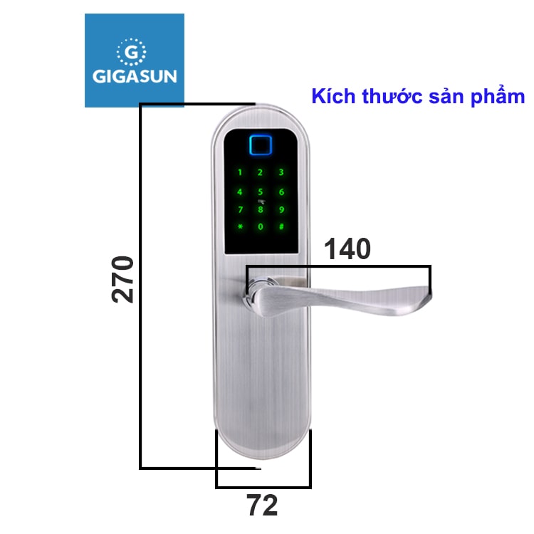 Khoá cửa vân tay Gigasun D05S 7 Khoá điện tử Gigasun D05S sở hữu kiểu dáng hiện đại, độ bền cao