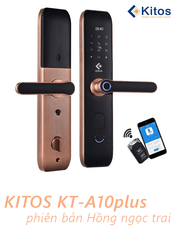 Khoá cửa vân tay Kitos KT-A10 Plus - Mã số, thẻ từ, Wifi điều khiển từ xa 2 1. Khoá cửa vân tay Kitos KT-A10 Plus sở hữu kiểu dáng hiện đại, bền bỉ, thẩm mỹ cao