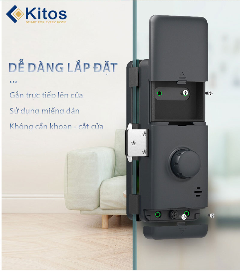 2. Khóa cửa kính Kitos KT-GL22 sở hữu thiết kế hiện đại, sang trọng, độ bền cao