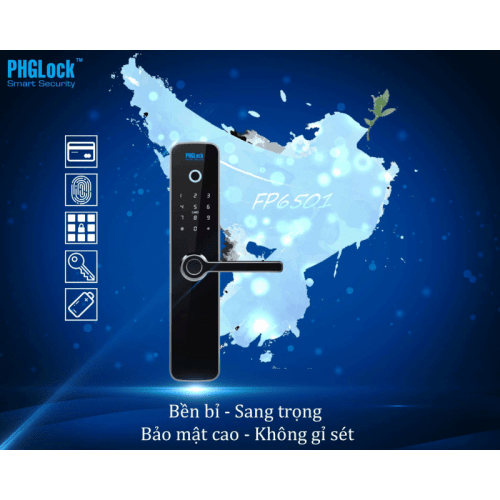 Khoá cửa vân tay - Khoá điện tử PHGLock FP6501 3 2. Khoá cửa vân tay - khoá mã số PHGLock FP6501 có thiết kế sang trọng, thẩm mỹ độ bền cao