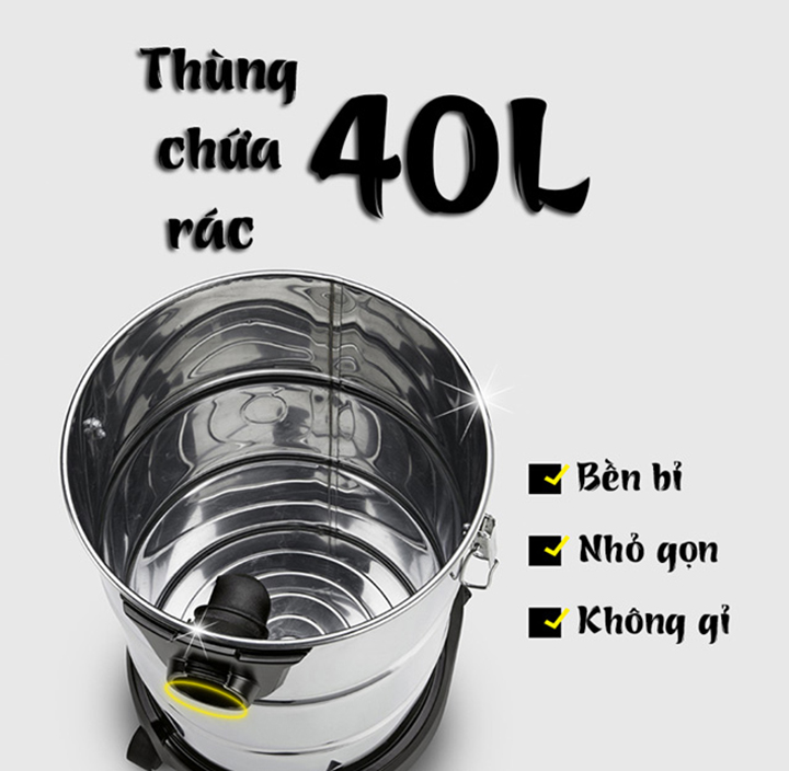 Máy hút bụi công nghiệp Kumisai KMS40 5 Máy hút bụi Kumisai KMS40 có dung tích thùng chứa lớn
