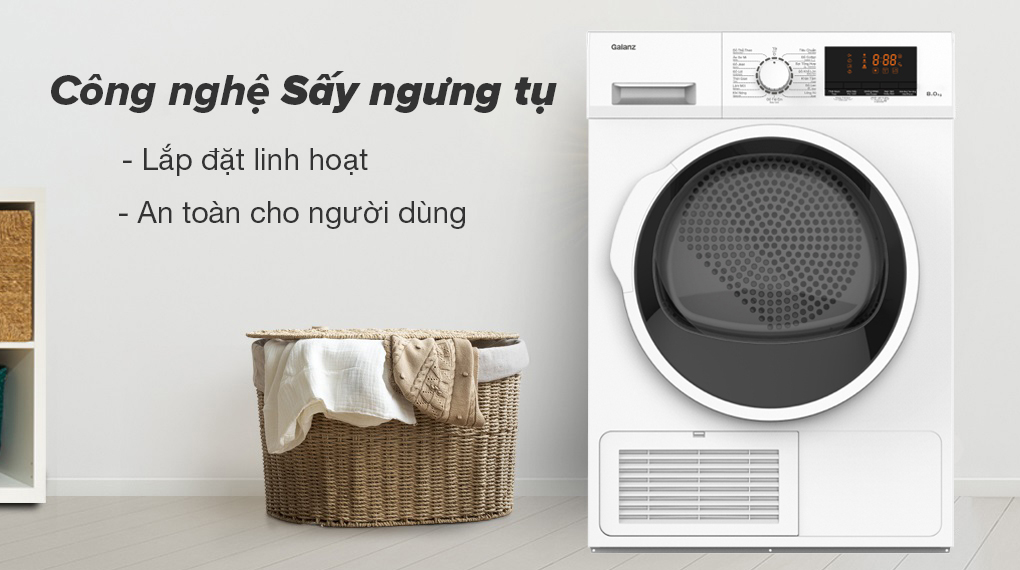 Máy sấy ngưng tụ 8 kg Galanz DC-80S5C - Đặc điểm và cơ chế sấy Máy sấy ngưng tụ 8 kg Galanz DC-80S5C - Đặc điểm và cơ chế sấy