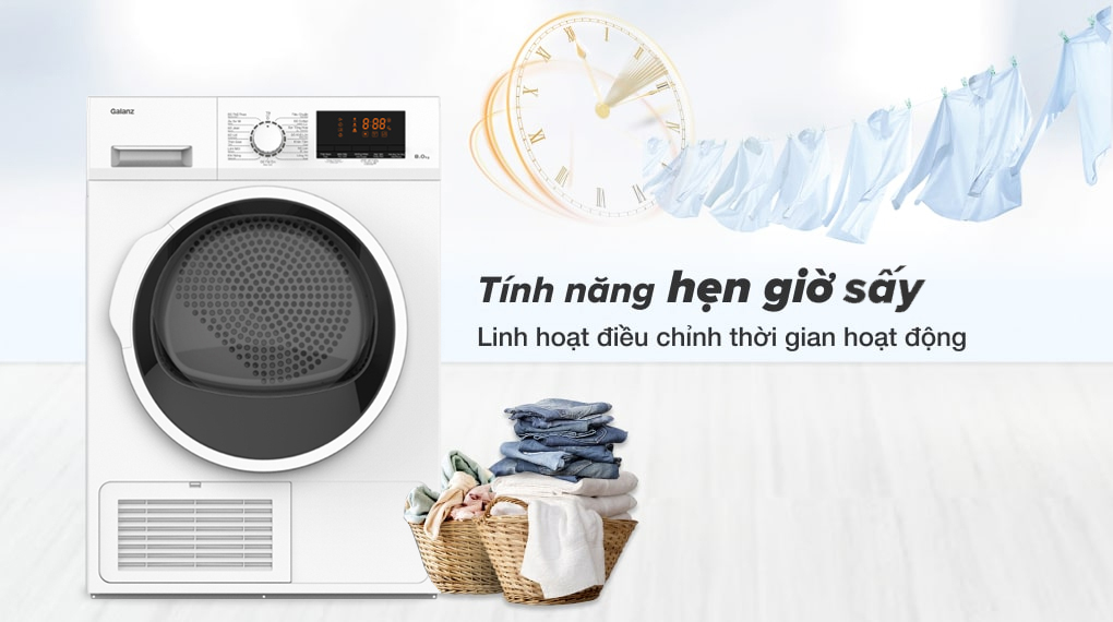 Máy sấy ngưng tụ 8 kg Galanz DC-80S5C - Tiện ích Máy sấy ngưng tụ 8 kg Galanz DC-80S5C - Tiện ích