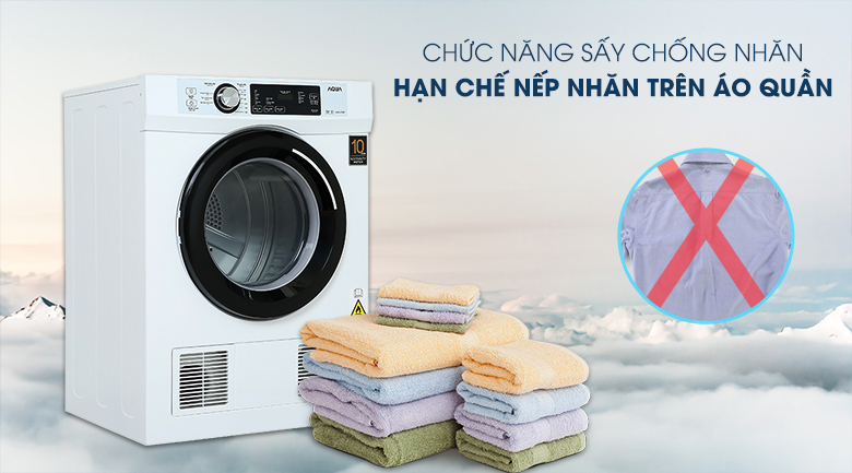Máy sấy thông hơi Aqua 7 Kg AQH-V700FW  Chăm sóc quần áo tốt hơn với chức năng sấy chống nhăn
