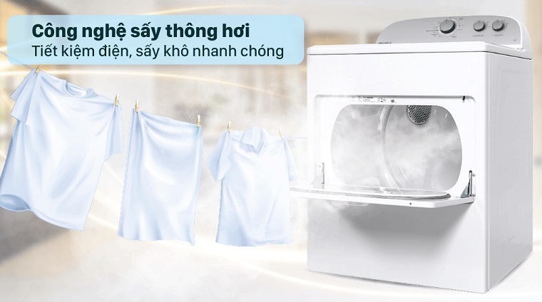 Máy sấy quần áo Whirlpool 15 Kg với công nghệ sấy khô nhanh chóng tiện lợi