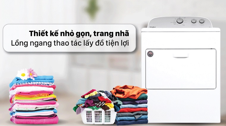 Máy sấy Whirlpool với thiết kế lồng ngang dễ dàng lấy đồ tiện lợi
