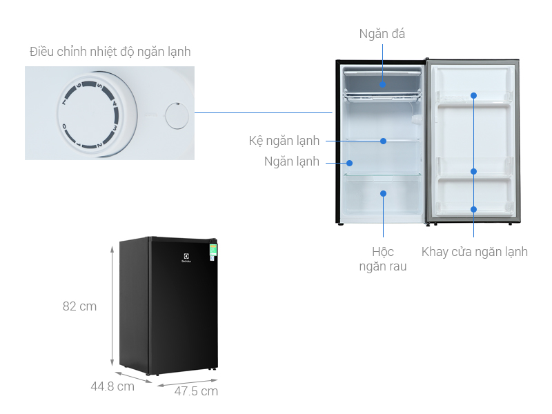 Thông số kỹ thuật tủ lạnh Electrolux 94 Lít EUM0930BD-VN