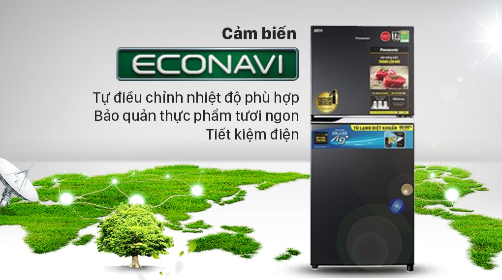 Tủ lạnh Panasonic inverter 234 Lít NR-TV261BPKV 8 Tủ lạnh tối ưu hiệu suất làm mát nhờ cảm biến thông minh Econavi