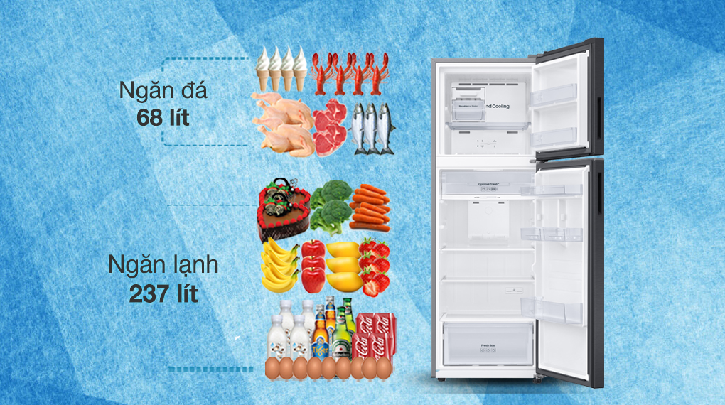 Tủ lạnh Samsung Inverter 305 lít RT31CG5424B1SV - Dung tích ngăn đá 68 lít, ngăn lạnh 237 lít Dung tích ngăn đá 68 lít, ngăn lạnh 237 lít