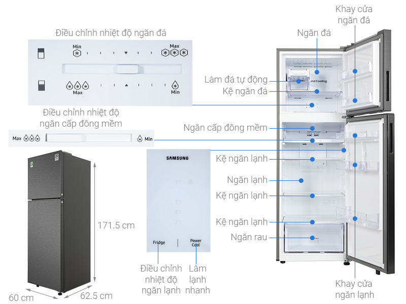 Tủ lạnh Samsung Inverter 305 lít RT31CG5424B1SV 4 Thông số lắp đặt Tủ lạnh Samsung Inverter 305 lít RT31CG5424B1SV