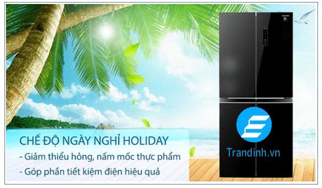 Tủ lạnh Sharp Inverter 401 lít SJ-FXP480VG-BK 10 Chế độ nghỉ Holiday tiện lợi SJ-FXP480VG-BK