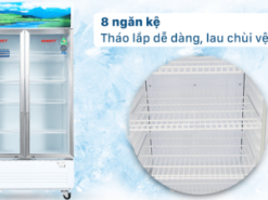 Cửa tủ làm từ nhựa bọc nhôm trang bị 8 ngăn kệ tháo lắp dễ dàng