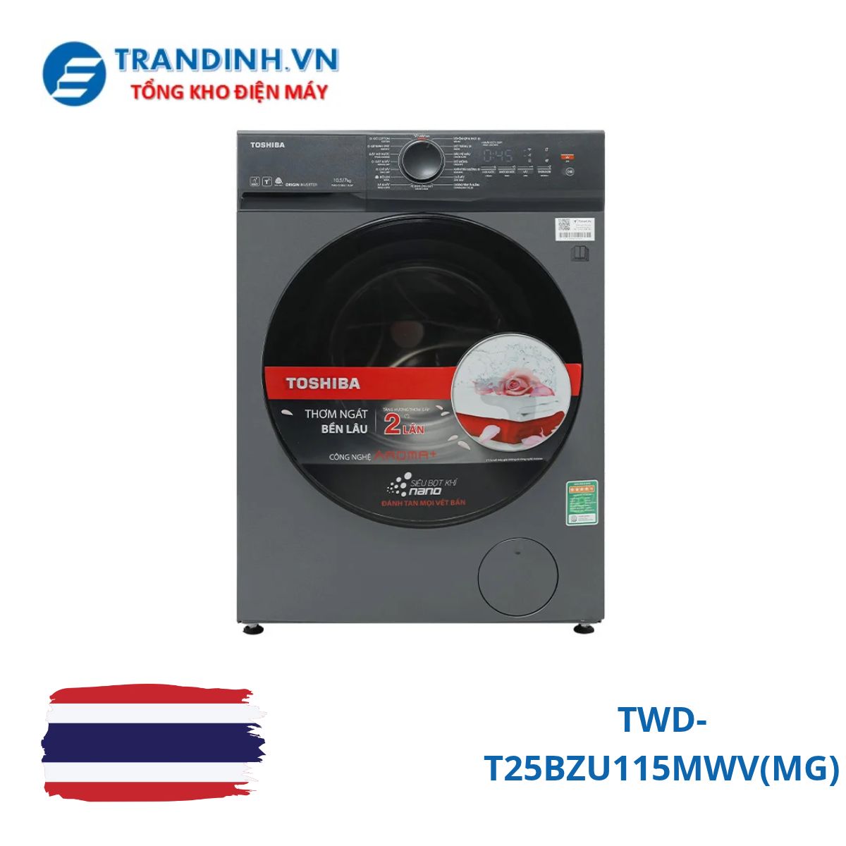Máy giặt sấy Toshiba TWD-T25BZU115MWV(MG) | Giặt 10.5kg/ 7kg