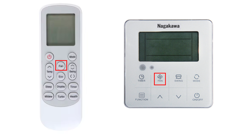 Cách chỉnh điều hòa Nagakawa cho mát nhanh, tiết kiệm điện 3 chon toc do gio bang nut fan tren remote hoac bang dieu khien