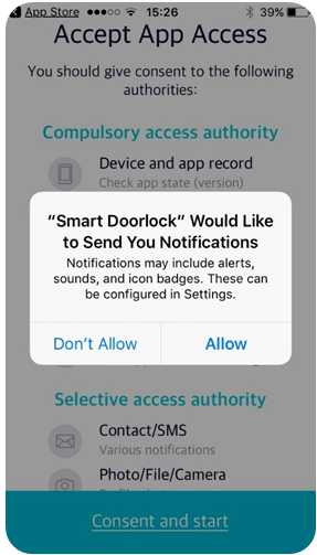 Mở App Samsung Smart doorlock