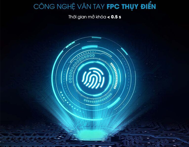 5. Công nghệ bán dẫn FPC Thụy Điển trên ổ khóa cửa vân tay.