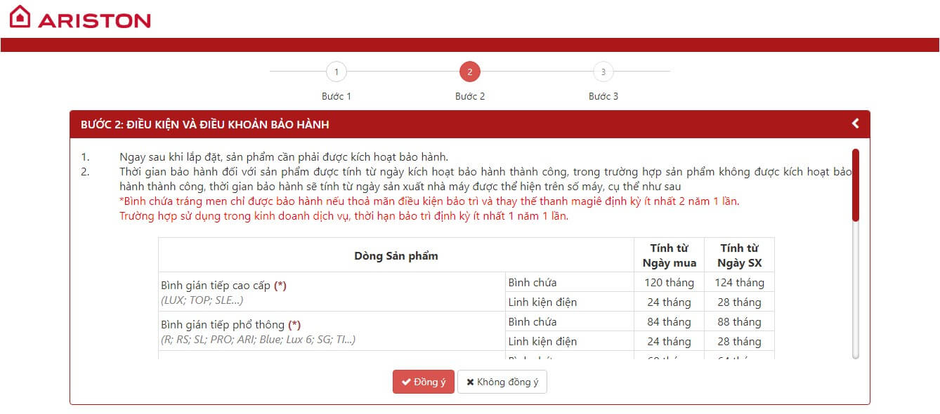 Nhấn Đồng ý để chuyển qua bước tiếp theo