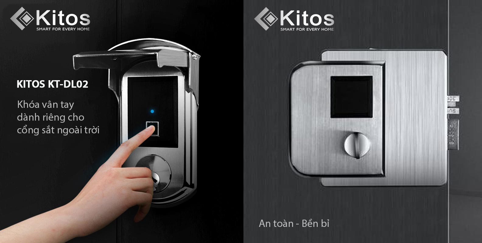 Khóa cửa cổng thẻ từ Kitos KT-DL02 sử dụng chuyên biệt cho cửa cổng ngoài trời