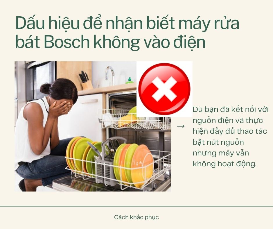 1. Dấu hiệu để nhận biết máy rửa bát Bosch không vào điện